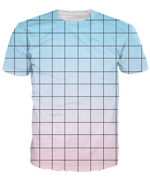 Blue Pink Grid T-Shirt