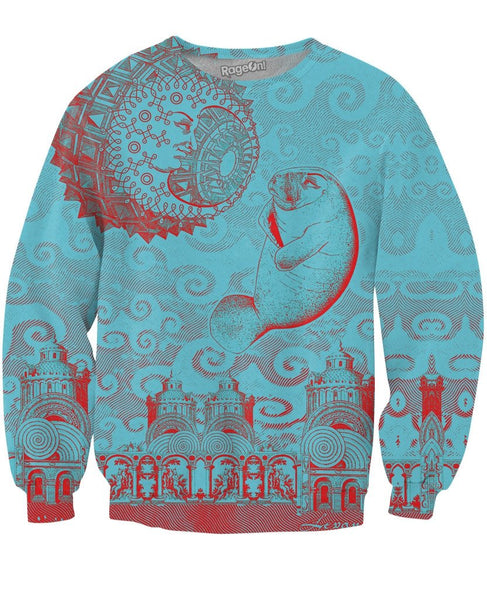Moon and Manatee Crewneck Sweatshirt
