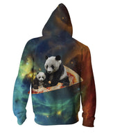 Space Pizza Panda Zip-Up Hoodie
